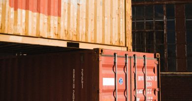 brown and red shipping containers