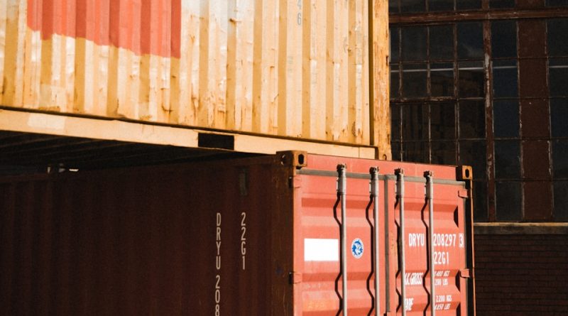 brown and red shipping containers