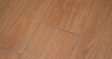 a close up of a wooden floor with a white cat laying on it